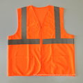 High quality fluorescent orange ANSI 107 mesh reflective vest zipper closure with pockets